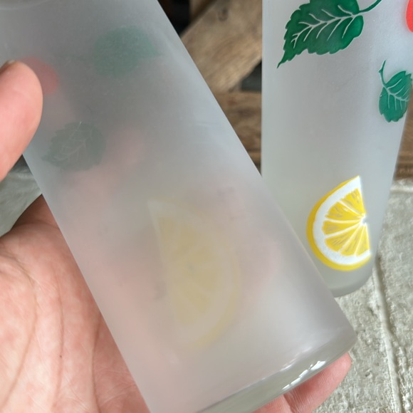 Frosted Fruit Glass Tall Tea Tom Collins Federal 50s Tiki Vintage set of 2 (25) - Picture 6 of 6